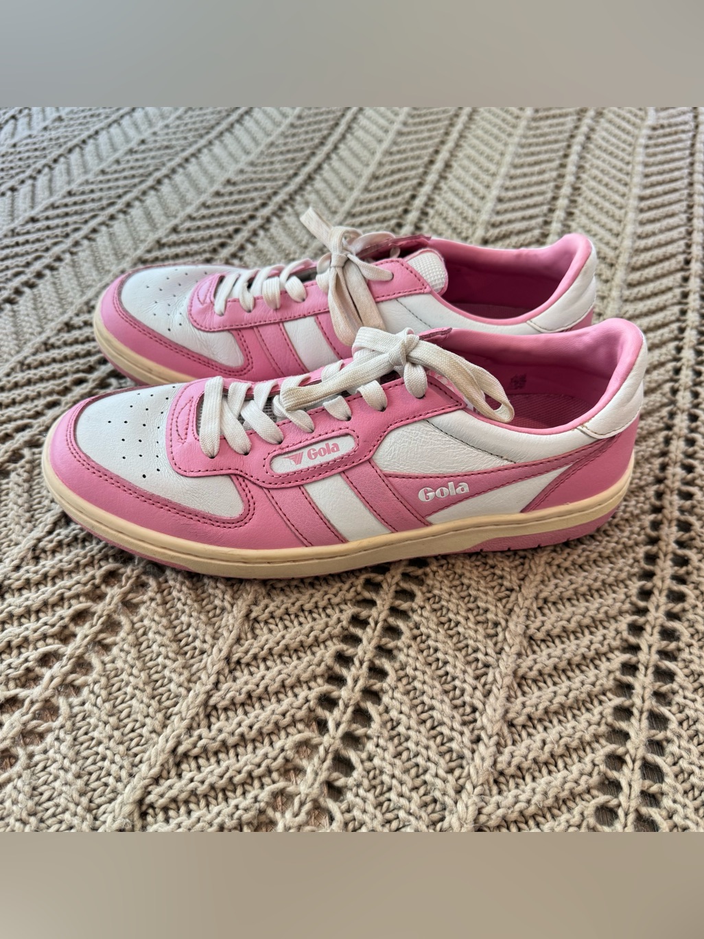 Gola Hawk Pink White Leather Sneakers Size 7 Retro Court Anthropologie